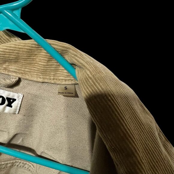 Playboy by Pacsun Men’s Beige Denim, Corduroy Collar Trucker Jacket  Size SMALL - Picture 7 of 12